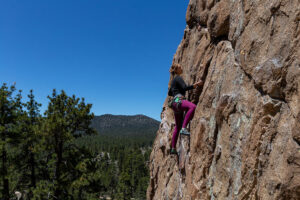 Becky climbing at Holcomb Valley